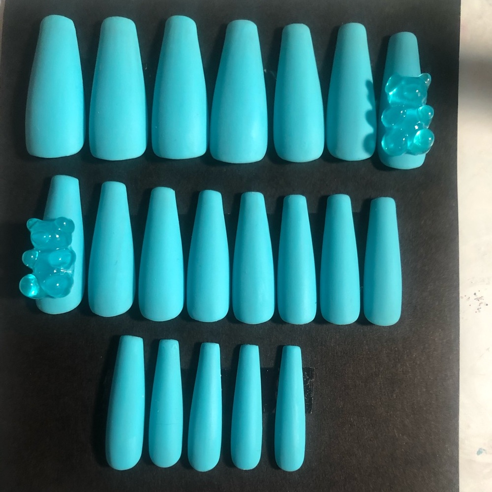 Matte blue gummy bear nails